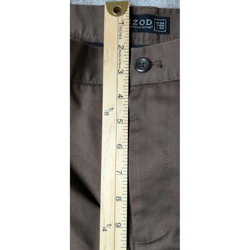 IZOD Pants Men's 34x32 Brown Flat Front Casual Dress Slacks - Picture 5 of 13